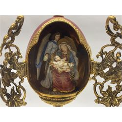 Franklin Mint House of Faberge three collectors eggs, comprising Madonna and Child, The Shepherds Gift and Glorious Adoration 