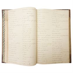 Thomas Hartley Cromek ANWS (British 1809-1873): The Human Skeleton Illustrated & Described 1827/1828, folio manuscript anatomical study album containing twelve pencil anatomical plates after nature with extensive handwritten descriptive text, original half-calf binding titled in gilt with marbled boards, with autograph inscription by Cromek dated Wakefield June 3rd 1859, and associated 1909 letter from J J Foster relating to the album’s provenance

Notes: 
Cromek is best known for his architectural and topographical watercolours, but his early anatomical work is documented. In 1827 he was commissioned by the Leeds surgeon Thomas Teale to produce detailed anatomical drawings, shortly before leaving for Italy in 1830.

The present album relates to this little-known early period. The binding is titled in gilt The Human Skeleton Illustrated & Described by T. H. Cromek, 1827, while Cromek’s autograph inscription, dated Wakefield June 3rd 1859, states that the drawings were made from nature in 1828 and submitted to Sir Astley Cooper, who praised them highly and wished Cromek to work for him as an anatomical draughtsman.

The album is accompanied by a letter dated 26th October 1909 from J. J. Foster, King William’s Hall, Durham, stating that he had in his possession a set of pencil drawings of the human skeleton and separate bones by T. H. Cromek, formerly in the possession of his late brother, James Foster, who had been in practice at Wakefield. The letter repeats the tradition that Sir Astley Cooper had described the drawings as the finest he had seen.

Sir Astley Cooper was one of the leading British surgeons of the early nineteenth century, associated with Guy’s Hospital and the Royal College of Surgeons.