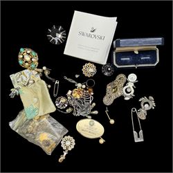 Swarovski wristwatch, boxed, beaded necklaces, earrings, etc 