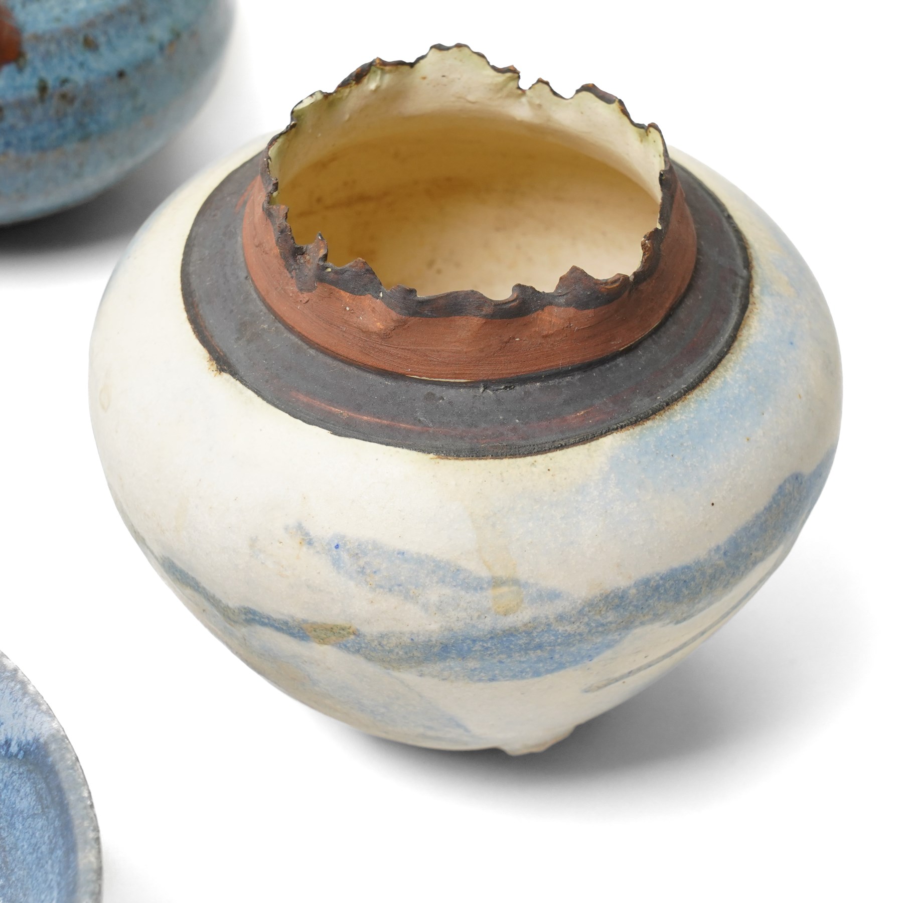 Collection of studio pottery, in blue glazes, artists to include David Morris and Alison Sandeman, many unmarked (10)