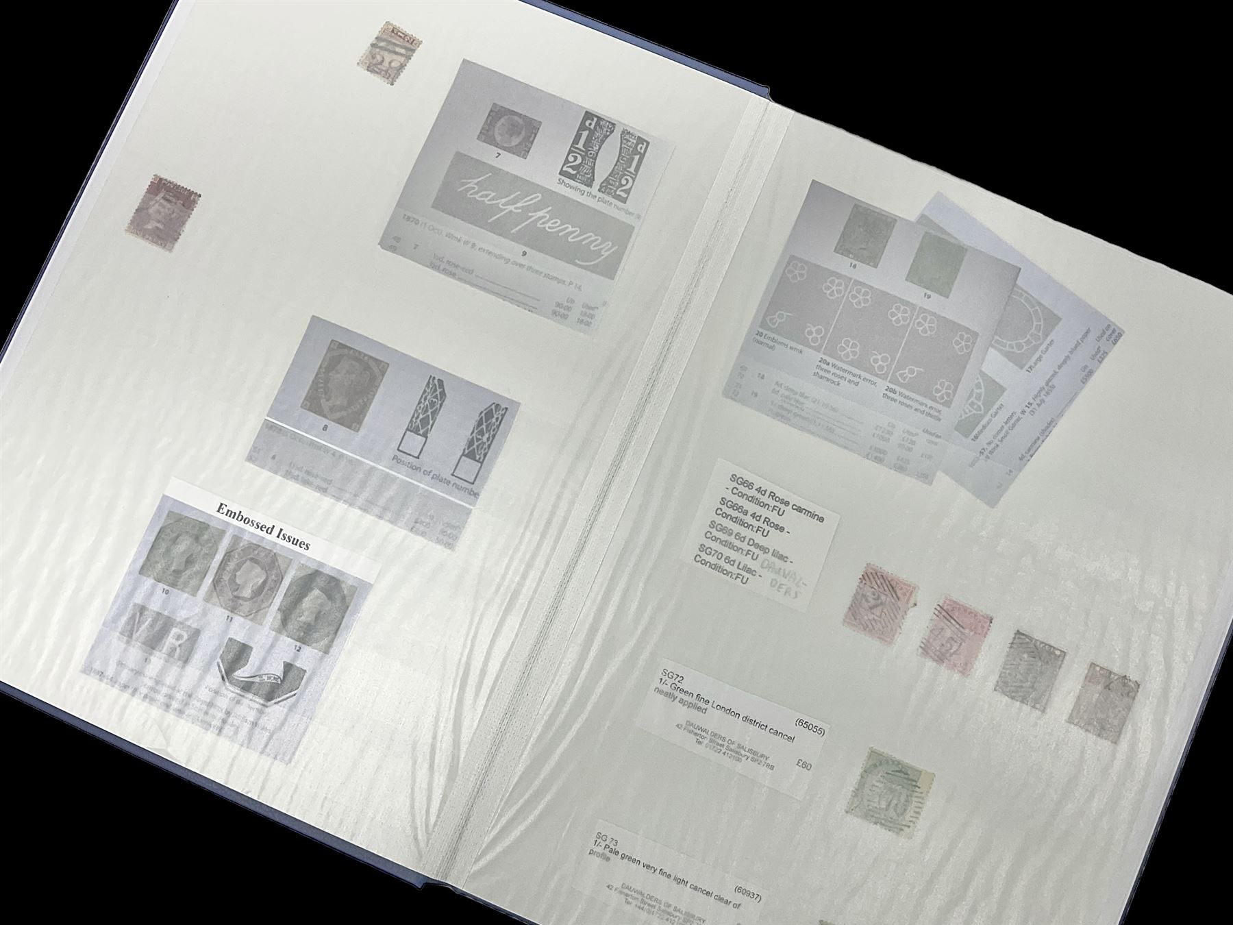 Queen Victoria and later mostly Great British stamps, including 1856 one shilling, 1870 half penny 'bantam', various 1862-64 issues etc, housed in a blue stockbook