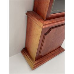 Contemporary stained beech longcase clock, Roman dial signed 'C. Wood & Son', 31-day twin train driven movement striking the hours and half on rods