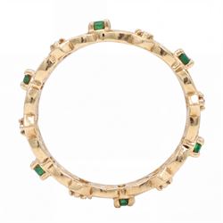 14ct gold emerald and diamond Celtic design full eternity ring by Franklin Mint, London import mark