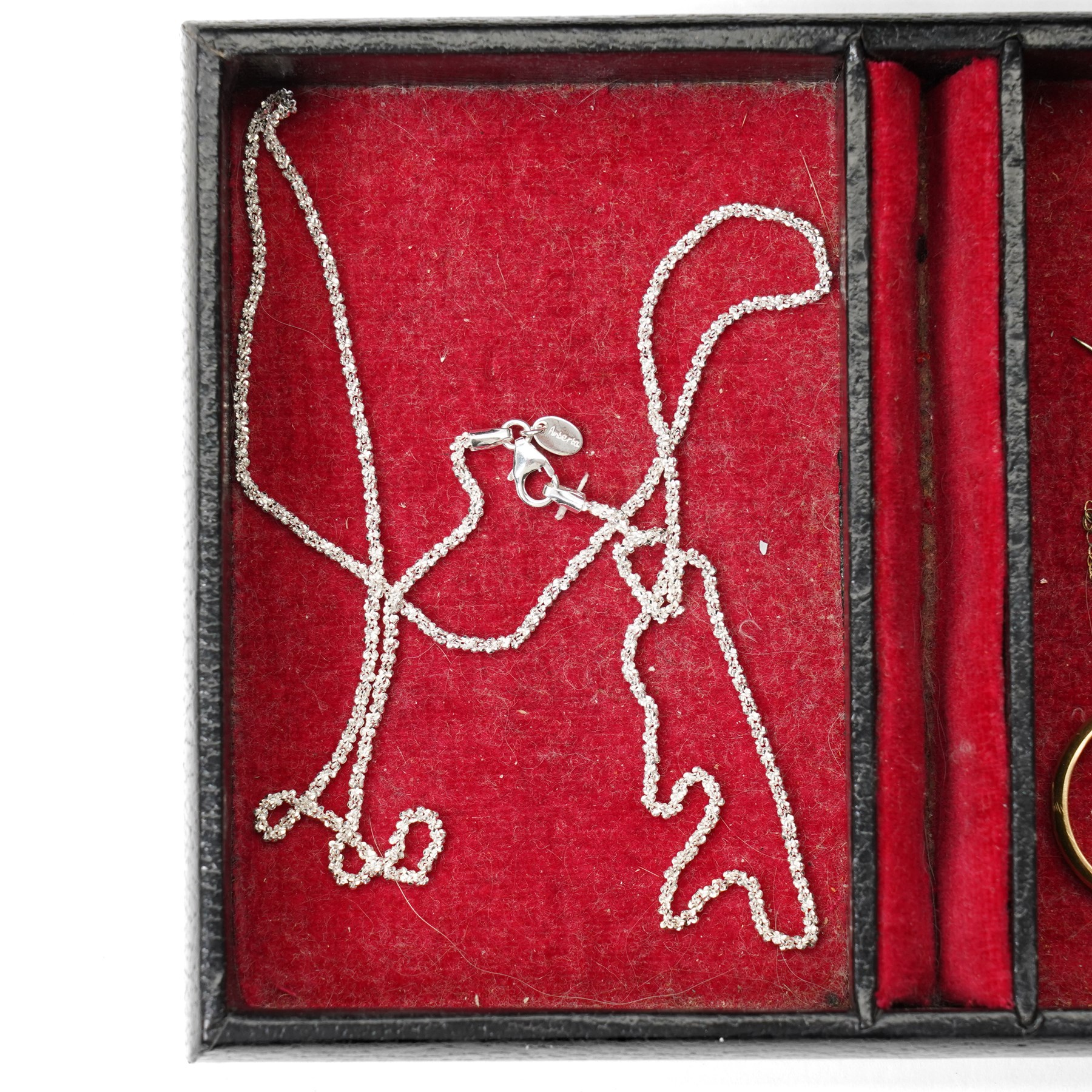 9ct gold jewellery, including fan charm, necklace chain, two pairs of earrings, silver jewellery, including necklace chains, earrings, rings, etc