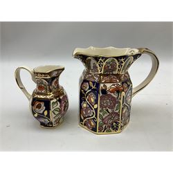 Group of Mason's Ironstone 'Penang' pattern ceramics, comprising pair of tea kettles, Fenton jug and another smaller jug, tallest H14.5cm, with boxes