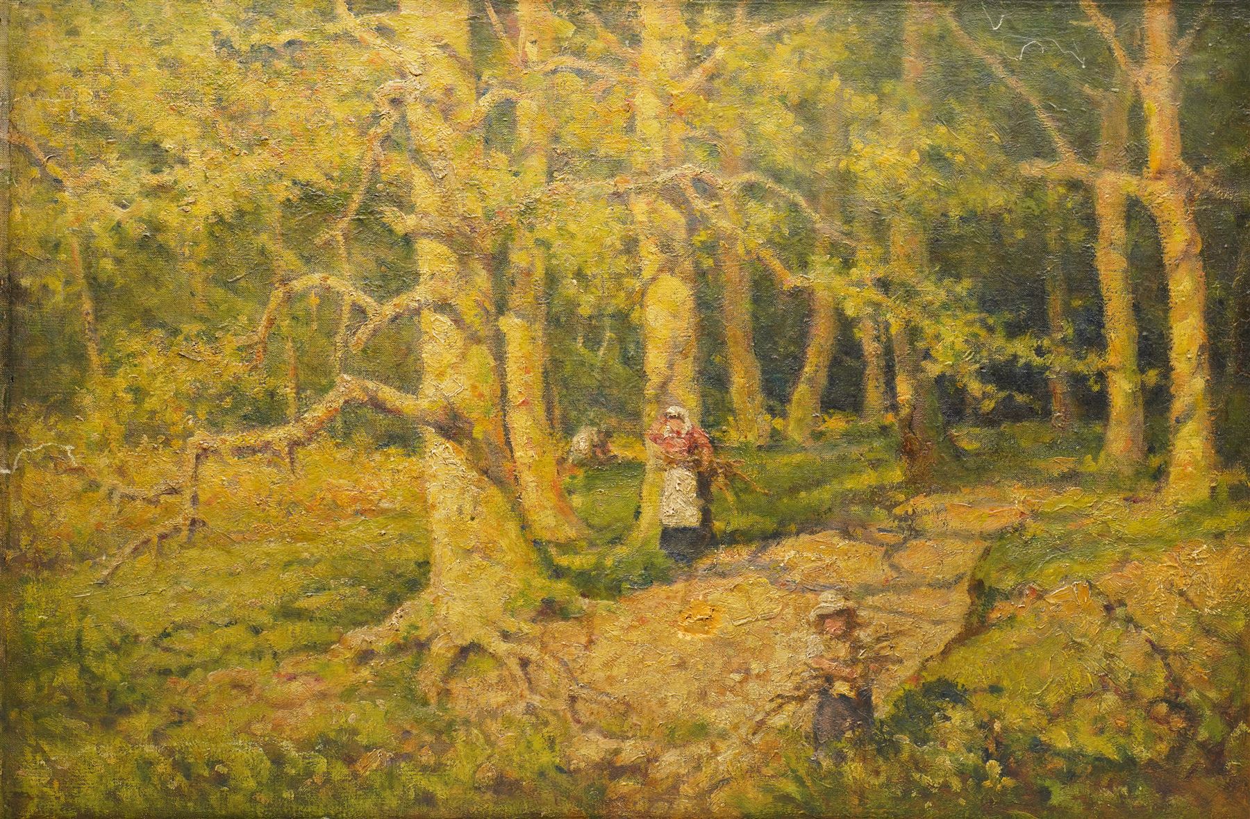 Tom Anderton (British 1894-1956): The Faggot Gatherers, oil on canvas unsigned 50cm x 77cm