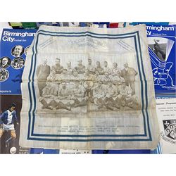1931 F.A. Cup Final Birmingham City printed silk handkerchief, quantity of Birmingham City football programmes, and Tufty Club silk handkerchief