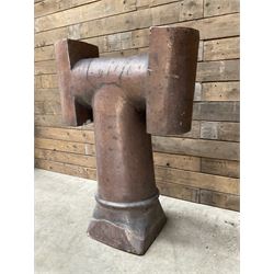 Large Victorian T shaped salt glazed terracotta chimney pot 