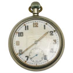 WWI wristwatch in silver case inscribed 'April 4th 1916' and a WWII open faced military G.S.T.P. pocket watch in nickel case