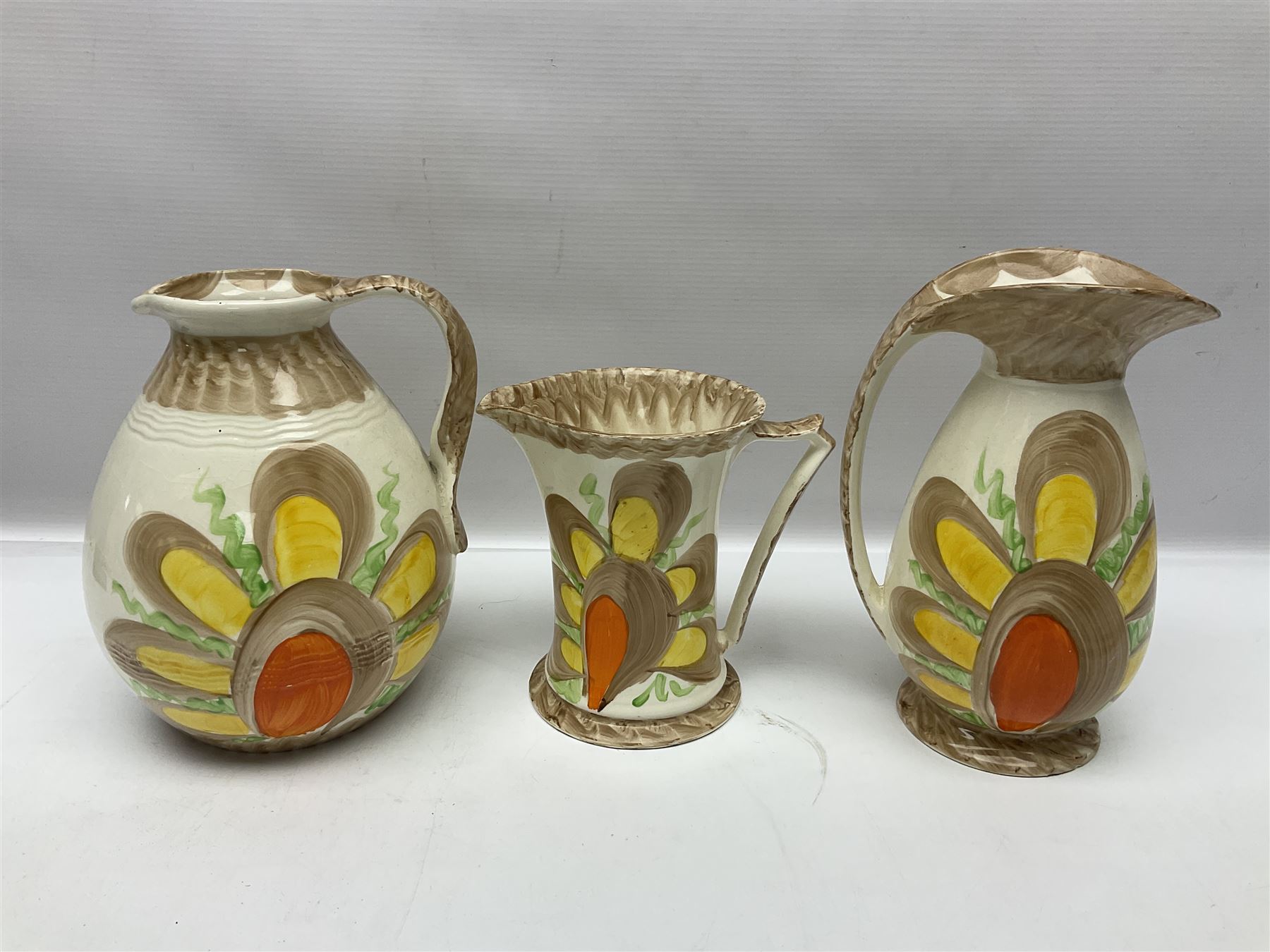 Murano glass dish together with three Myott jugs etc