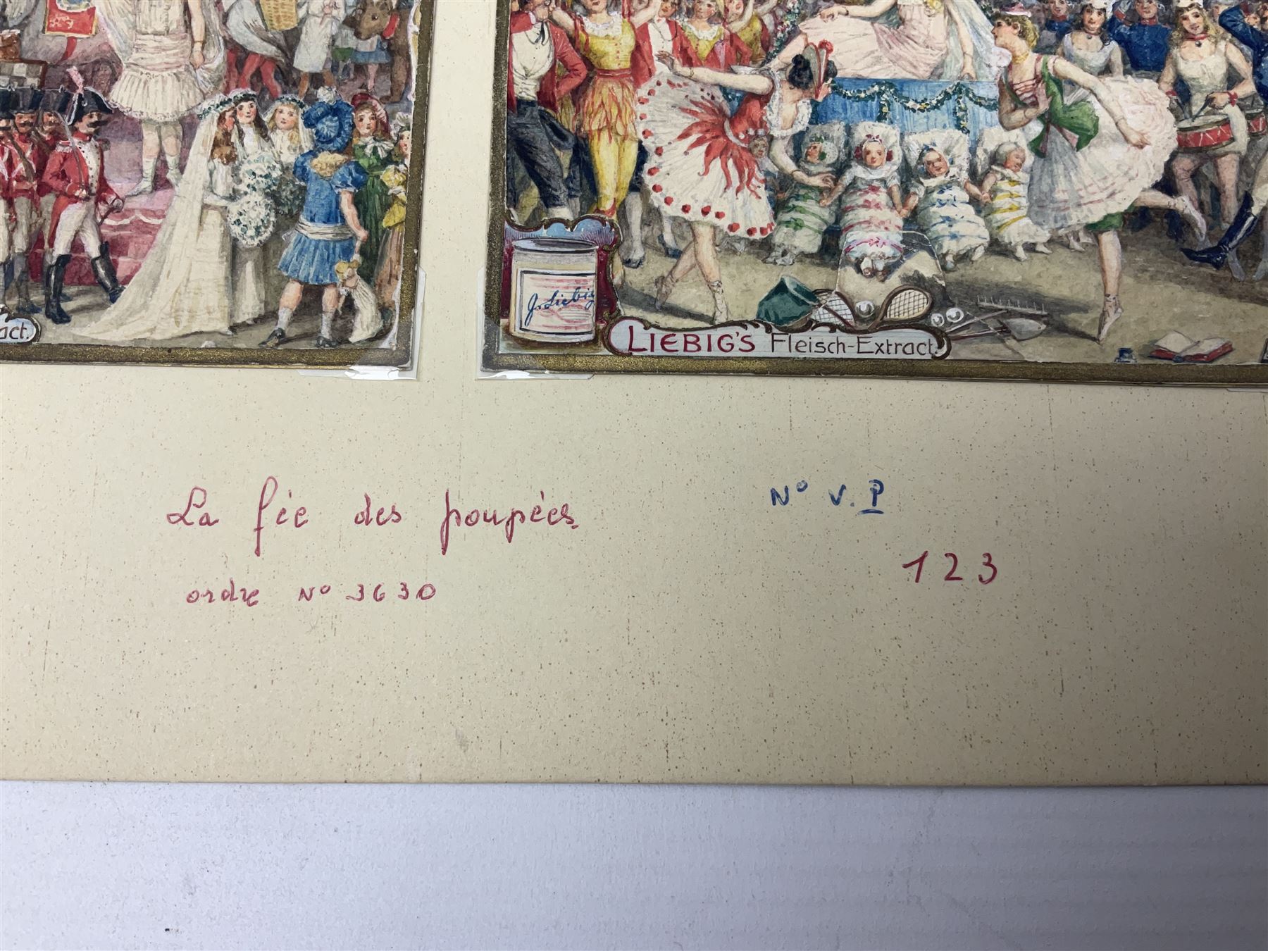 Six original Liebig watercolour illustrations: 'La Fie des Poupiees' 1907