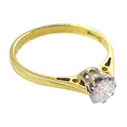 18ct gold single stone round brilliant cut diamond ring, London 1987, diamond approx 0.40 carat