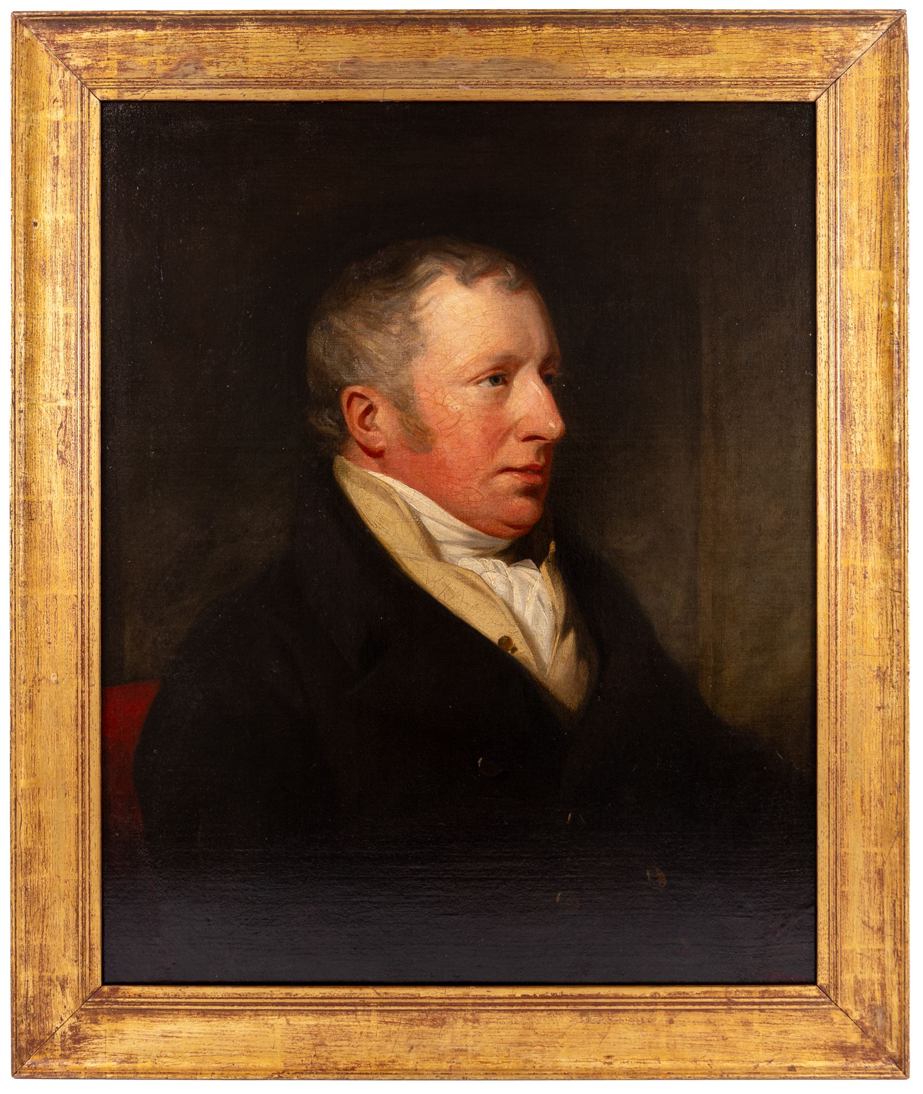 English School (19th Century): Portrait of 'Christoper 'Kit' Wilson', oil on canvas unsigned, titled in a later hand after the original beneath relined canvas verso, 71cm x 58cm 