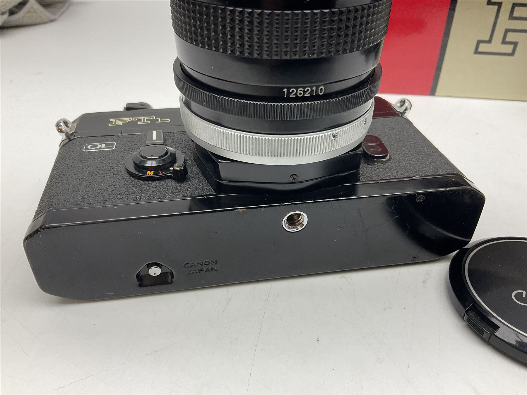 Canon FTb camera body, serial no. 715838, with 'Canon FD 50mm 1:1.8' lens, serial no. 207888, in original box, together with Canon FTb camera body, serial no. 557817, with 'Canon FD 35mm 1:3.5 S.C' lens, serial no. 126210 and Canon EX Auto camera body, serial no. 296244 with 'Canon EX 50mm 1:1.8' lens, serial no. 380869  