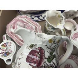 Masons Ironstone ceramics, including Double Landscape pattern plate and jar and cover, Fruit Basket pattern tea pots, etc, in two boxes