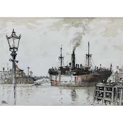 Harry Hudson Rodmell (British 1896-1984): 'The Tramp', watercolour signed 27cm x 37cm
Provenance: exh. Society of Marine Artists 1955 and their touring exhibition 1956; purchased by the vendor's family from the artist in 1957, sold together with letters and original receipt from the artist
