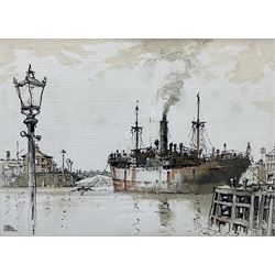 Harry Hudson Rodmell (British 1896-1984): 'The Tramp', watercolour signed 27cm x 37cm
Provenance: exh. Society of Marine Artists 1955 and their touring exhibition 1956; purchased by the vendor's family from the artist in 1957, sold together with letters and original receipt from the artist