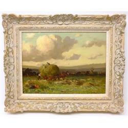  Ernest Higgins Rigg (Staithes Group 1868-1947): Loading the Haycart, oil on board signed, 29cm x 39cm Provenance: with Simon Wood Brockfield Hall York, label verso  
