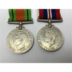 WW1 pair of medals awarded to 151761 Gnr. S. Loten R.A. with ribbons; four WW2 medals with ribbons; and small quantity of cap badges, medallions etc