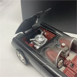 Two Corgi DC Comics die-cast Batmobiles comprising 1:18 scale die-cast Limited Edition Pre-Production Raw Metal Casting 1940 Batmobile Roadster no. 184/300, and 1:24 scale die-cast Limited Edition Raw Metal Casting 1960 Batmobile no. 858/1000, both with original boxes and certificates of authenticity 