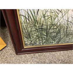 G A Townsend (British 20th century) 'The Trout Inn', watercolor signed and dated; M C W (British 20th century) The Wolds watercolor signed and dates, together with another watercolour and three landscape prints