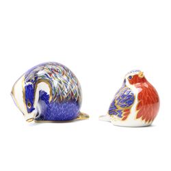 Royal Crow Derby paperweight Buxton Badger limited edition 51/500 with gold stopper and ce...