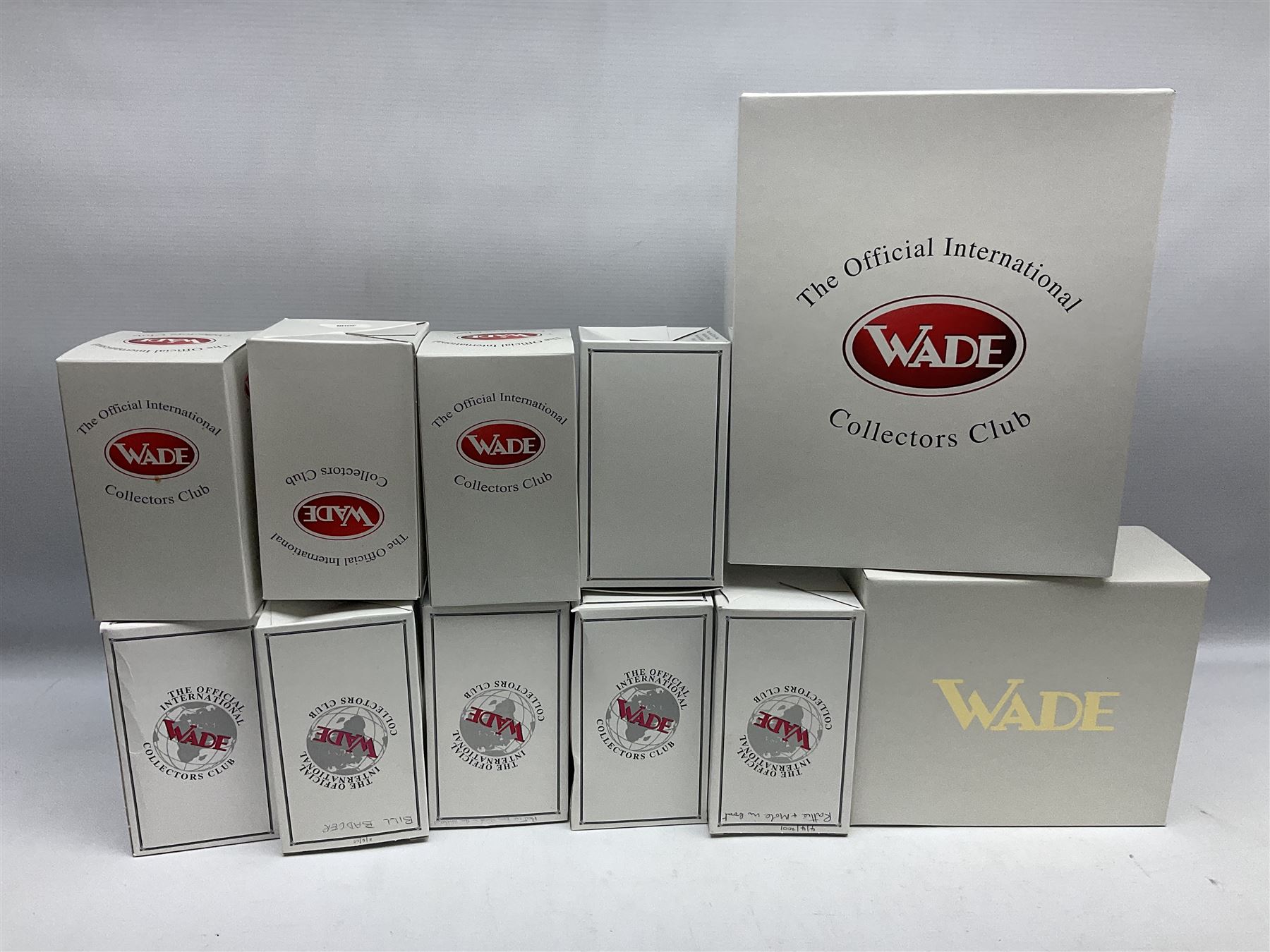 Twelve Wade Collectors Club Figures, comprising six Wind in the Willows figures; Rattie, Mole, Toad, Badger, Weasel and Rattie and Mole on the Water, Six Peter Pan figures; Captain Hook, Peter Pan, Wendy, John, Michael and Tinkerbell  