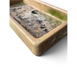 Victorian glazed terracotta shallow sink, rounded top and corners