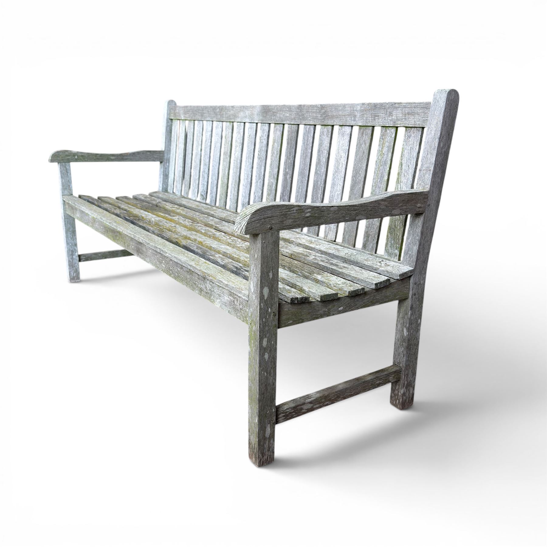 Plantation Teak garden bench, rail back from with slatted seat