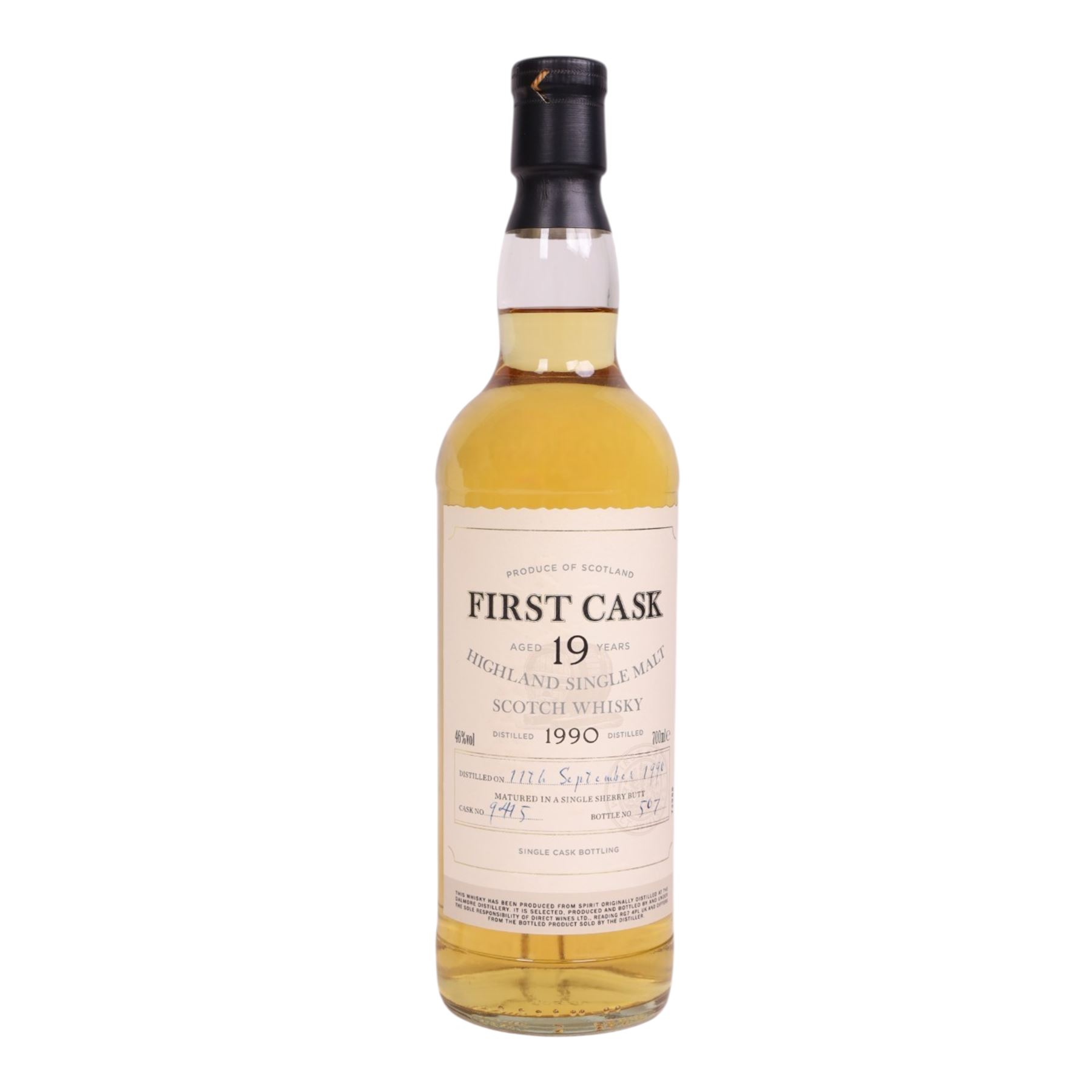 Dalmore 19 year old Highland single malt scotch whisky 46% vol 700ml, First Cask; distilled 11th September 1990, from cask number 9415, bottle number 507, with certificate