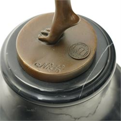 After Ferdinand Preiss (German 1882-1943): 'Con Brio', bronze figure bearing signature and with foundry mark, on black veined marble base, H38cm