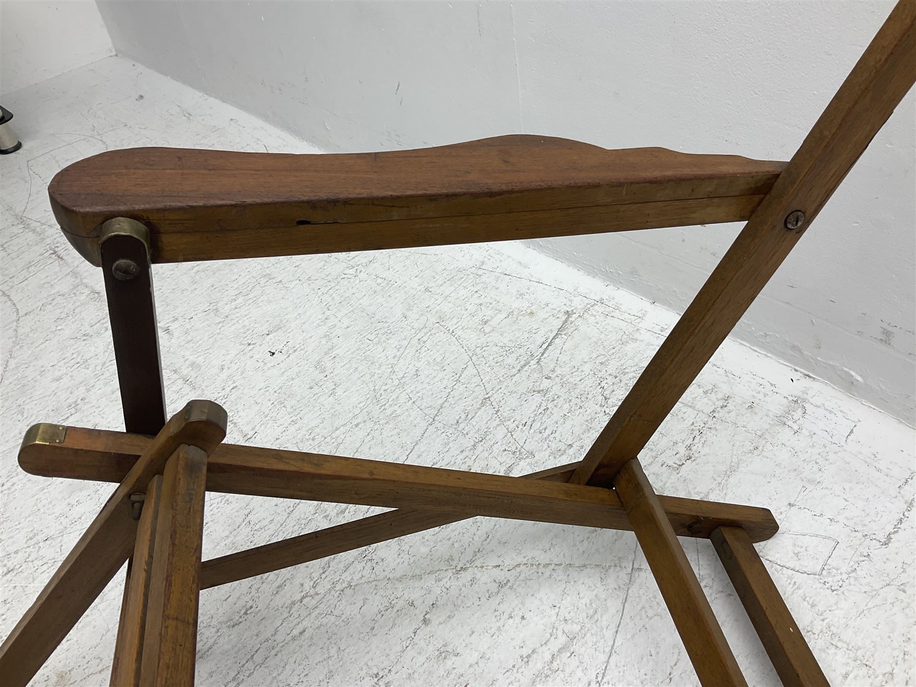 19th century folding brass mounted teak steamer chair 