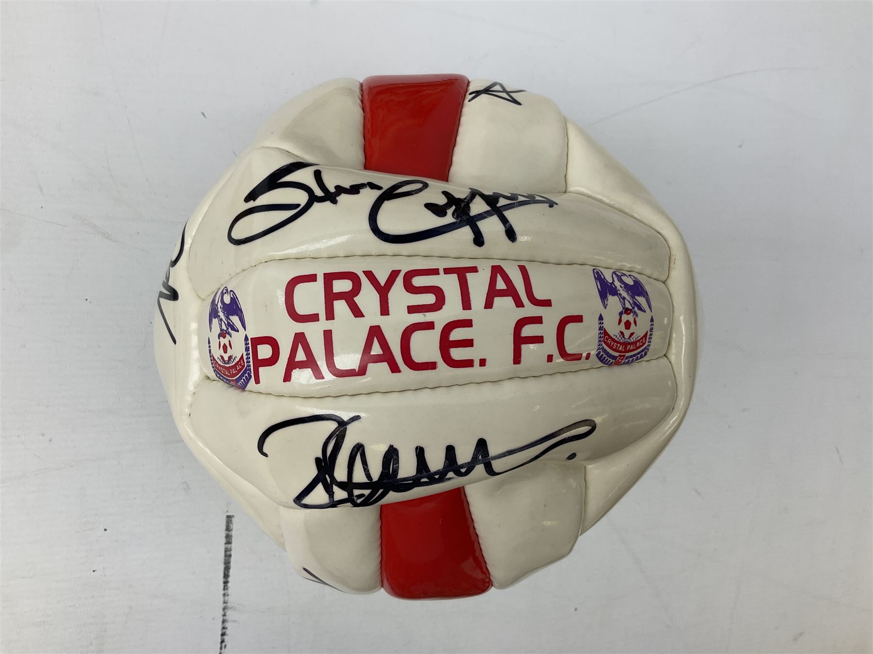 Crystal Palace signed leather football, late 1990s, including Steve Coppell, Simon Rodger, Tony Folan, Gareth Graham, Jamie Smith etc; and quantity of football books including 1966 World Cup booklets etc