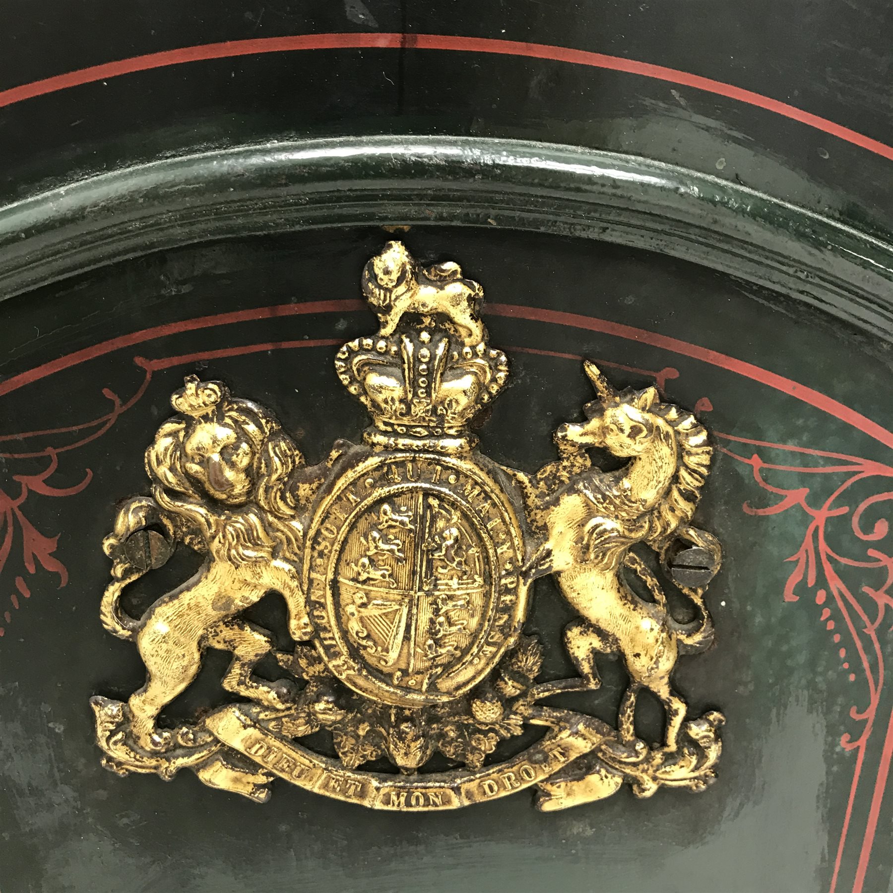 Victorian cast iron safe single door enclosing two drawers, green painted finish, royal coat of arms, 'Thomas Skidmore & Son, Wolverhampton' with single key, W49cm, H72cm, D47cm