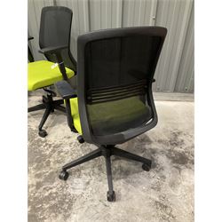 Five swivel adjustable office chairs, lime green fabric - THIS LOT IS TO BE COLLECTED BY APPOINTMENT FROM DUGGLEBY STORAGE, GREAT HILL, EASTFIELD, SCARBOROUGH, YO11 3TX