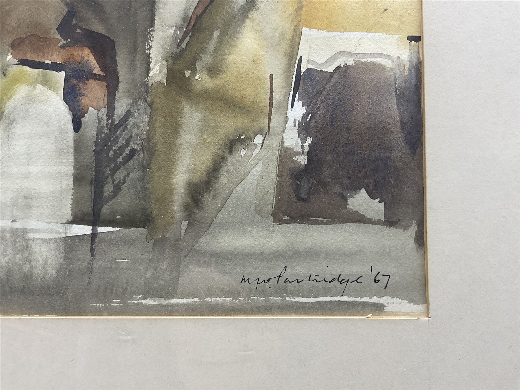 Maurice William Partridge (British 1913-1973): Abstract Cityscape, watercolour signed and dated '67, 28cm x 38cm 