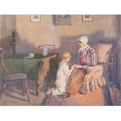 Albert George Stevens (Staithes Group 1863-1925): Bedtime, watercolour signed 22cm x 29cm