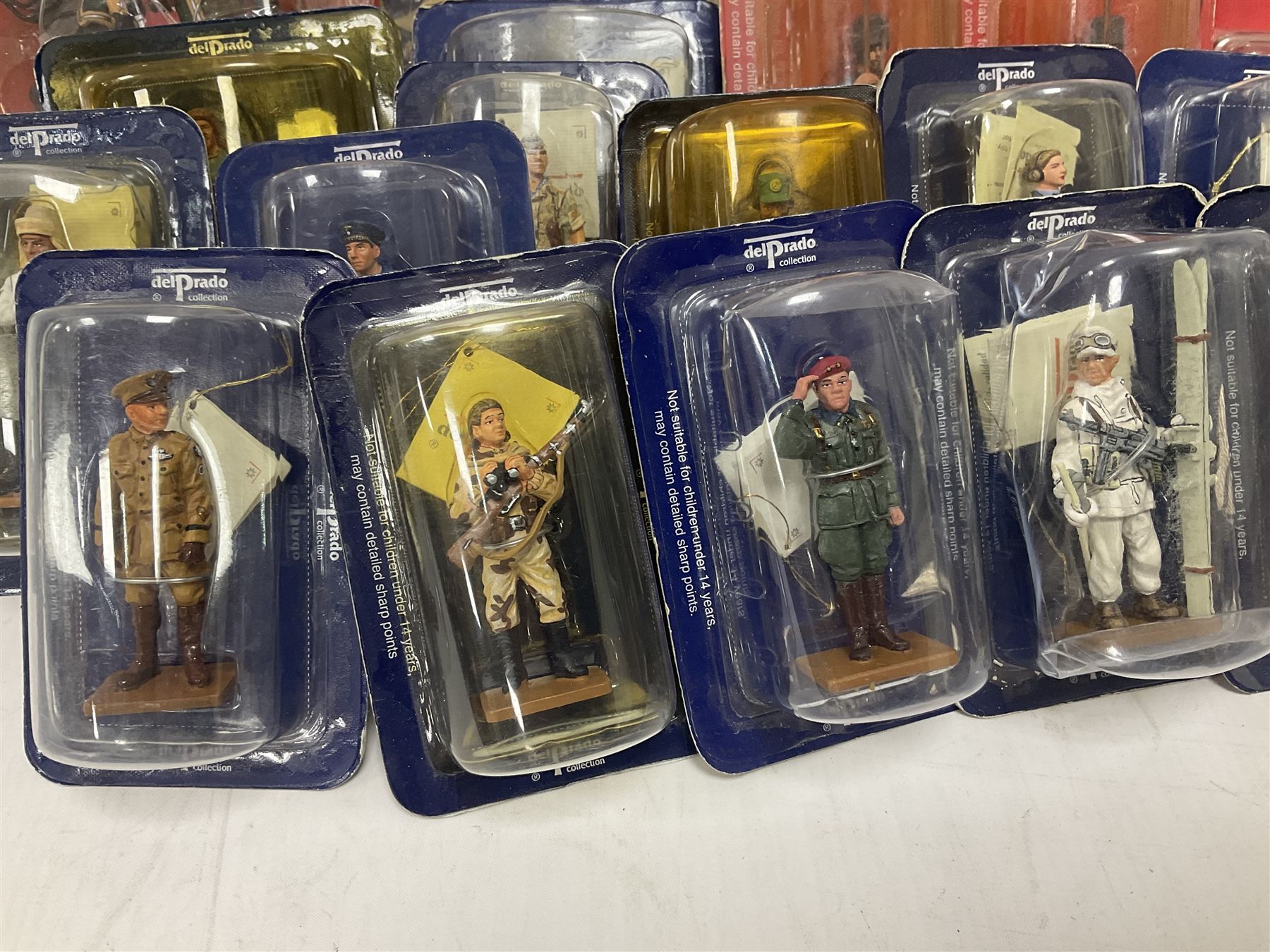 Thirty-four Del Prado metal soldiers from periodical issues for WW2, Napoleonic War etc; all in unopened blister packs; and seven similar DeAgostini boxed soldier figures (41)