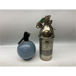 Sparklet 'The Prana' soda siphon charger, together with a Sparklets 'Globemaster' soda siphon in blue, circa 1960-80, tallest H38cm