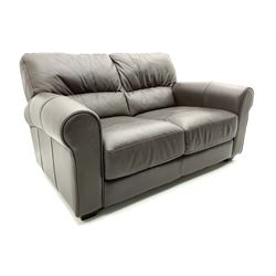 Three seat sofa and matching two seater upholstered in brown leather (L160cm & L220cm)