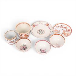 Collection of 18th century Chinese tea wares, including tea bowls, saucers and coffee cups