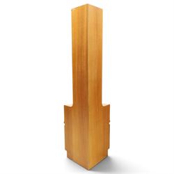 Nathan - 'Squares' open corner bookcases, with two adjustable shelves above an open recess with twin square panelled doors, raised on a plinth base