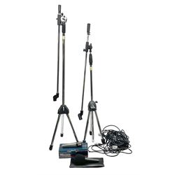 Shure SM58 Dynamic microphone; in original bag with paperwork; Shure Prologue 10H-LC Dynamic microphone; boxed; each with cable and tubular chrome adjustable stand (4)