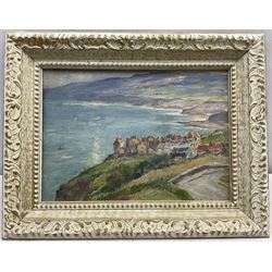 Owen Bowen (Staithes Group 1873-1967): 'Robin Hood's Bay - Yorkshire Coast', oil on board signed, titled verso 24cm x 34cm
