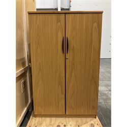 Two light oak two door office cupboards - THIS LOT IS TO BE COLLECTED BY APPOINTMENT FROM DUGGLEBY STORAGE, GREAT HILL, EASTFIELD, SCARBOROUGH, YO11 3TX