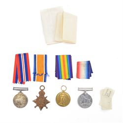 WWI trio of medals, comprising British War Medal, Victory Medal, 1914-15 Star, awarded to ...