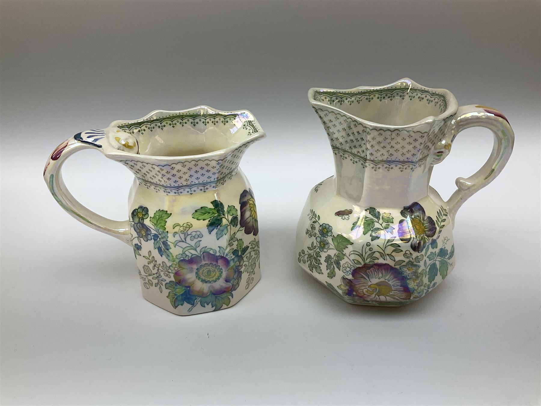 Five pieces of Masons Ironstone 'Paynsley' pattern lustre ware, comprising large ginger jar and cover, footed bowls, two jugs, and pin dish