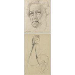 Tony Bartl (Czech 1912-1998): Portrait of an Elderly Woman and Female Nude, two pencil dra...