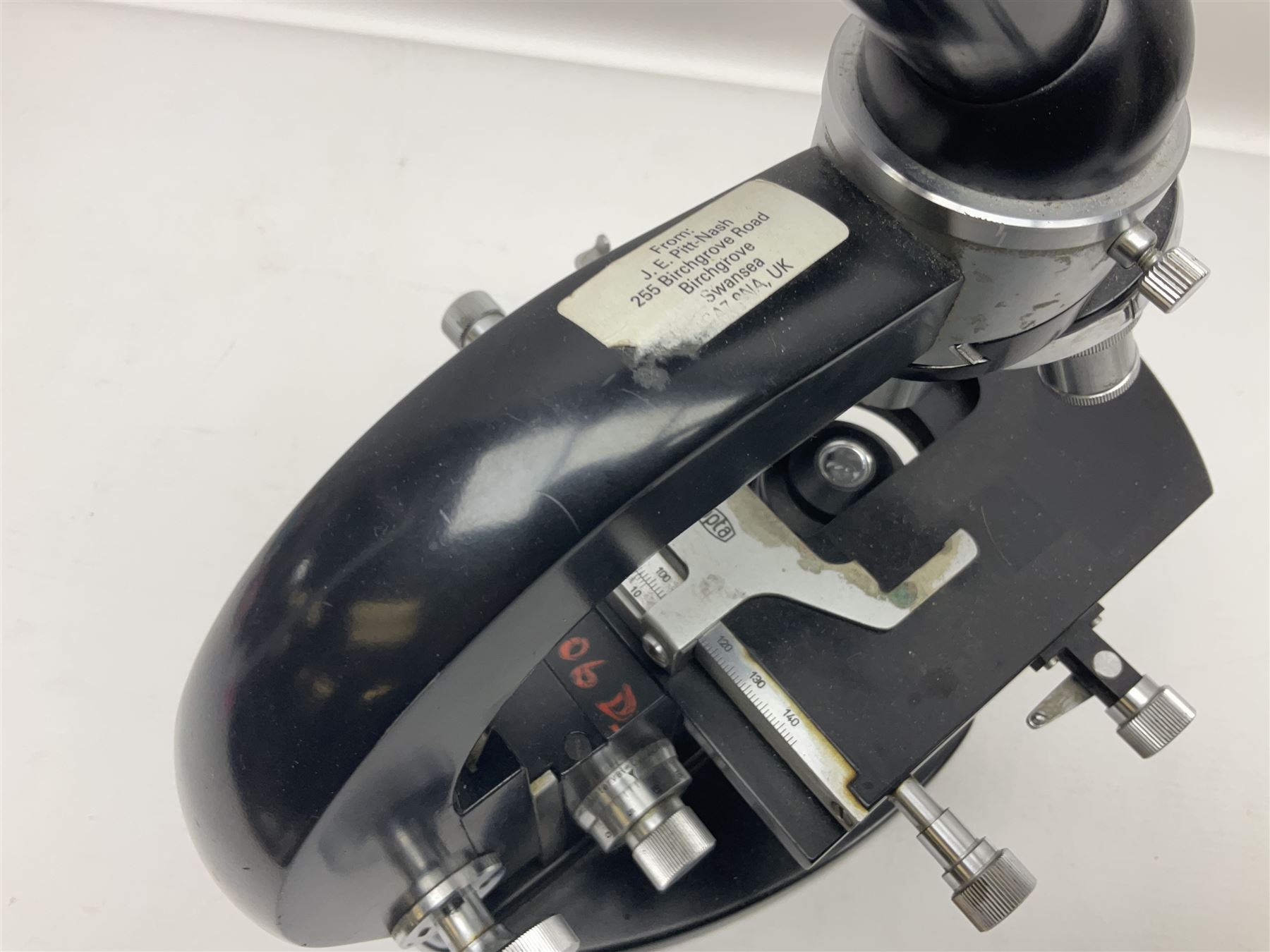 Four microscope, comprising W.J George Ltd, Watson Service 716606, Meopta no 230087 and one other  