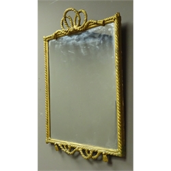  Early 20th century Admiralty type wall mirror, rectangular plate in rope twist giltwood frame with knot cresting H63cm W43cm  